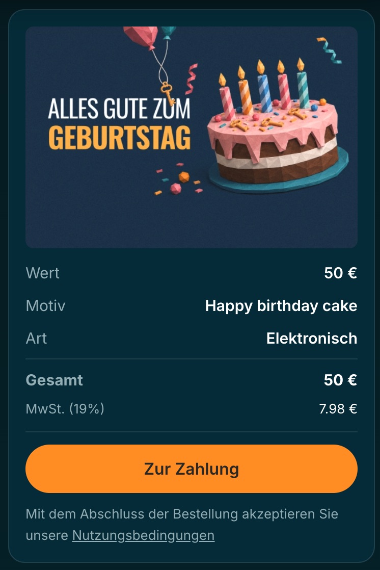 Gift card widget